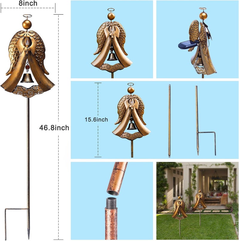 Homight Solar Metal Angel Stake Grave Decorations for Cemetery Perfect as Angel Remembrance & Sympathy cemetary Grave Decorations Gifts for Pets and Lost Love Ones (Angel Stake) - Image 3
